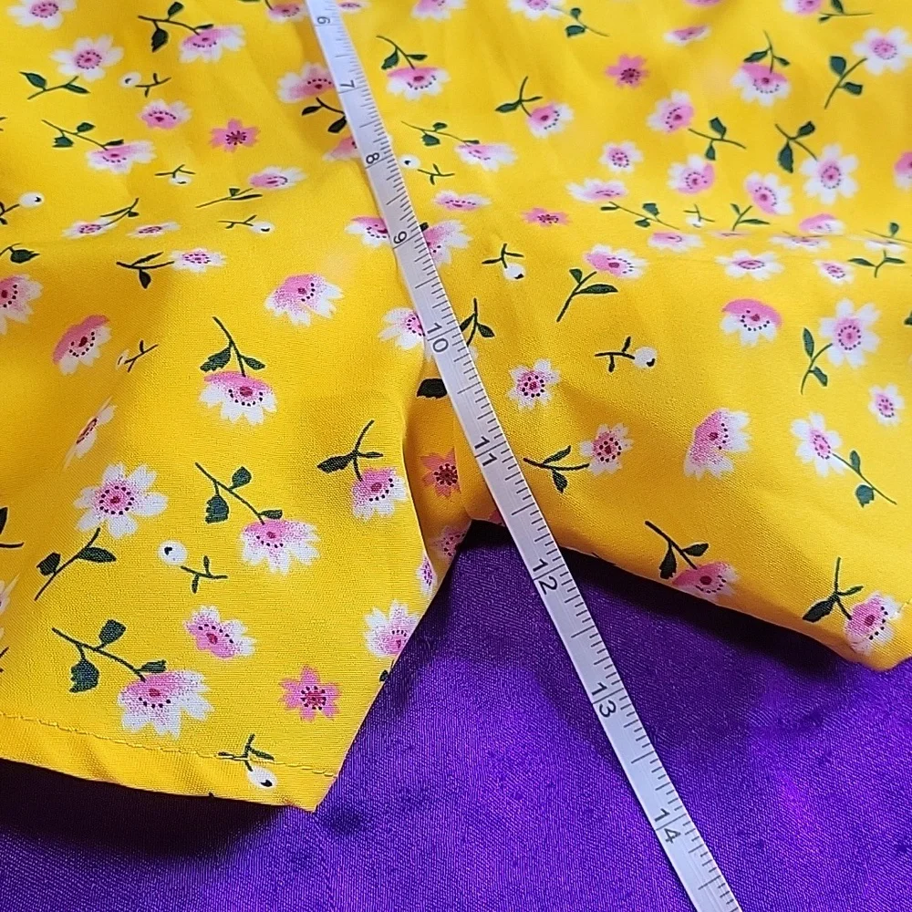Shein mustard yellow pink floral off shoulder 2 piece set - Picture 12 of 15